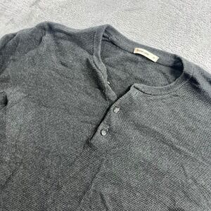 Marine Layer Mens Charcoal Gray Textured Knit Long Sleeve Henley Shirt Size M